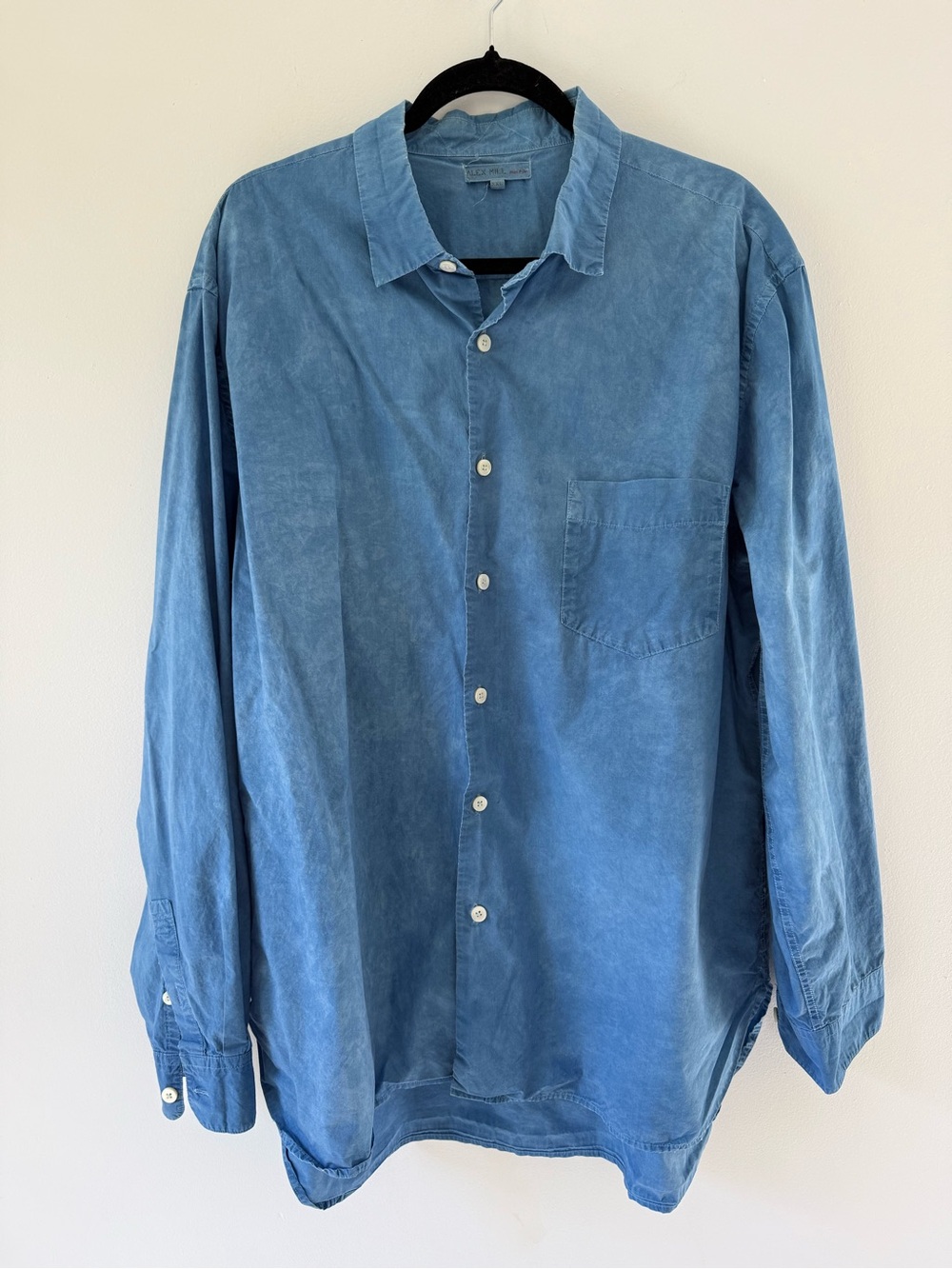 Alex Mill Blue Garment Dyed Cotton Button Up Shirt Long Sleeve Men’s XXL USA